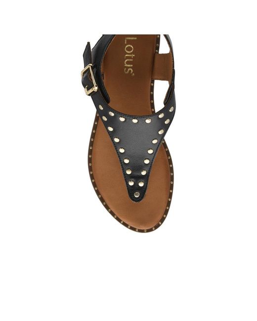 Lotus Black Juanita Toe Post Sandals