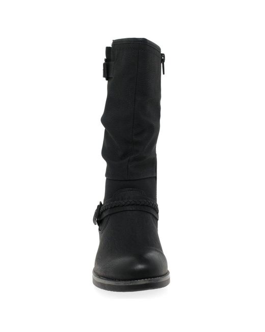 Rieker Black Estella Calf Length Slouch Boots