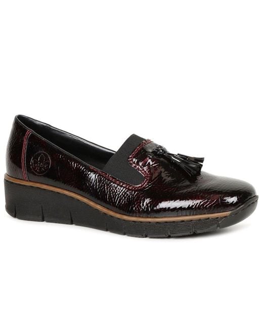 Rieker Black Gleam Tassel Loafers