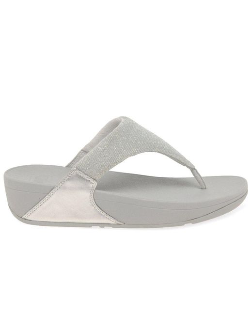 Fitflop Gray Fitflop Lulu Shimmerlux Toe Post Sandals