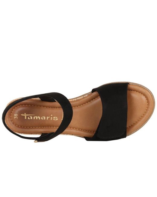 Tamaris Black Iris Low Wedge Sandals