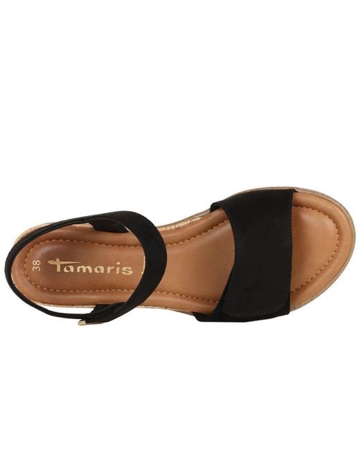Tamaris Black Iris Low Wedge Sandals