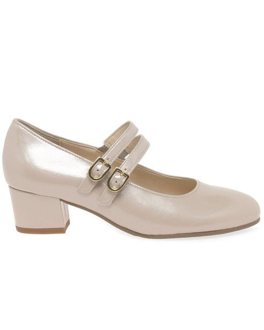 Gabor White Belva Mary Jane Court Shoes