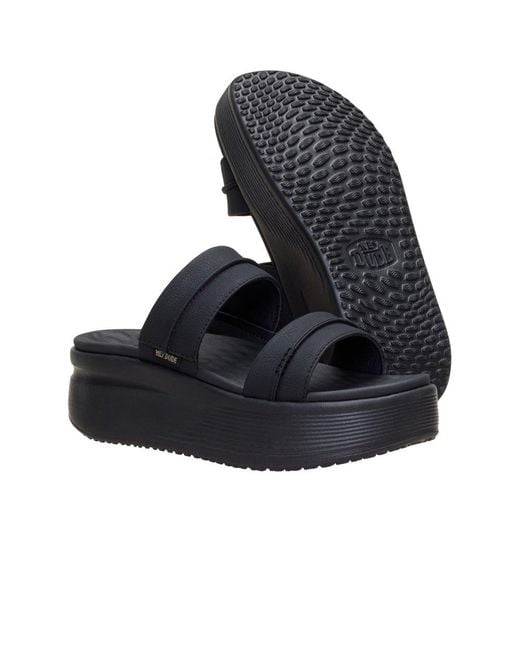 HeyDude Black Austin Slide Calssic Wedge Sandals