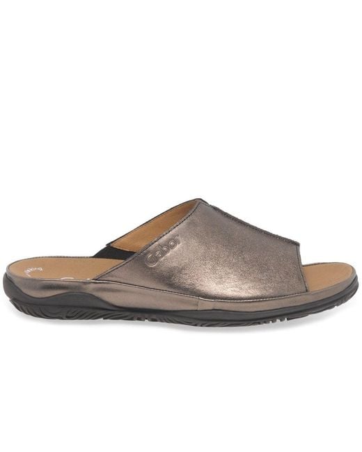 Gabor Brown Idol Leather Wide Fit Mules