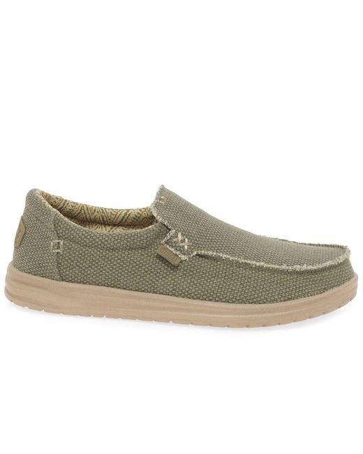 Hey Dude Green Mikka Braided Canvas Shoes for men
