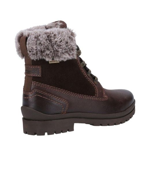 Cotswold Brown Faux Fur-Lined Lace-Up Ankle Boots