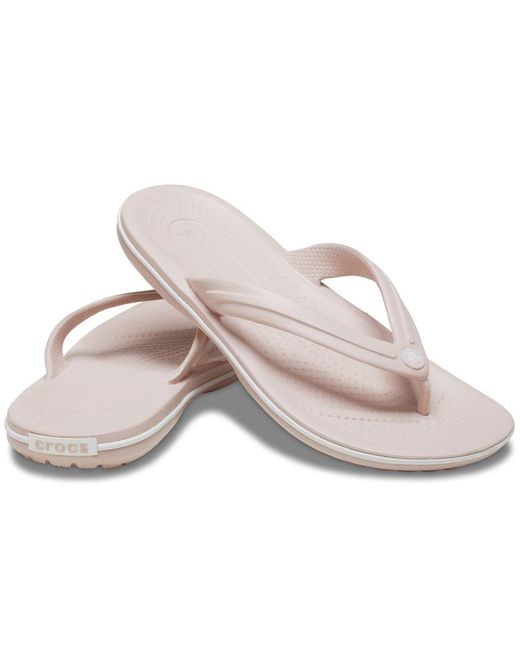 CROCSTM Pink Crocband Flip Toe Post Sandals