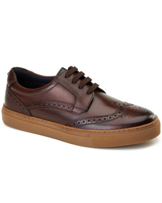 Base London Brown Clapton Brogue Trainers for men