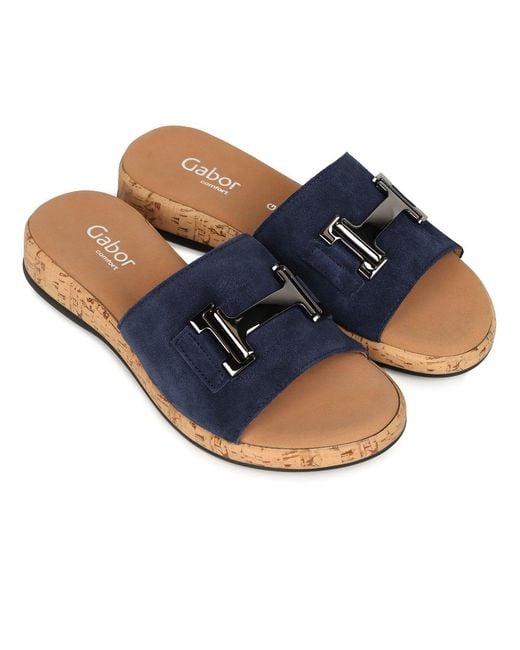 Gabor Blue Oaty Mule Sandals