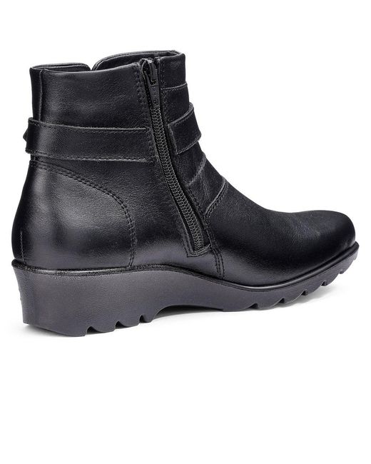Hotter Black Foxton Low Wedge Boots