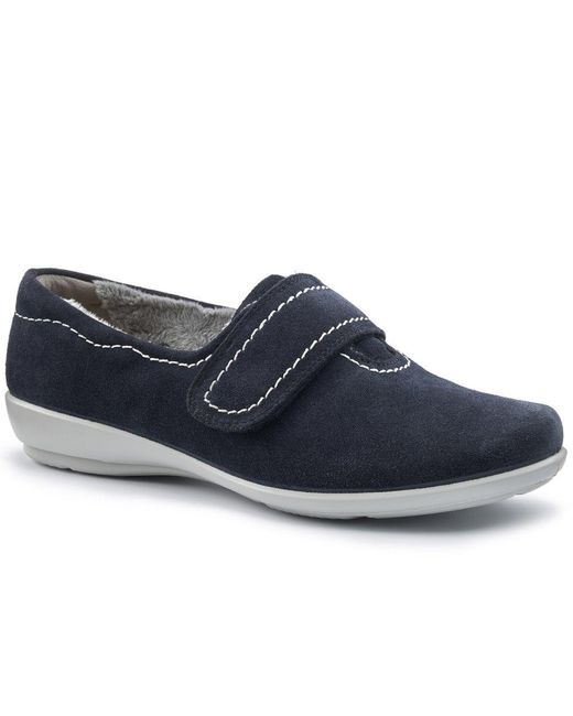 Hotter Blue Toasty Wide Fit Slippers