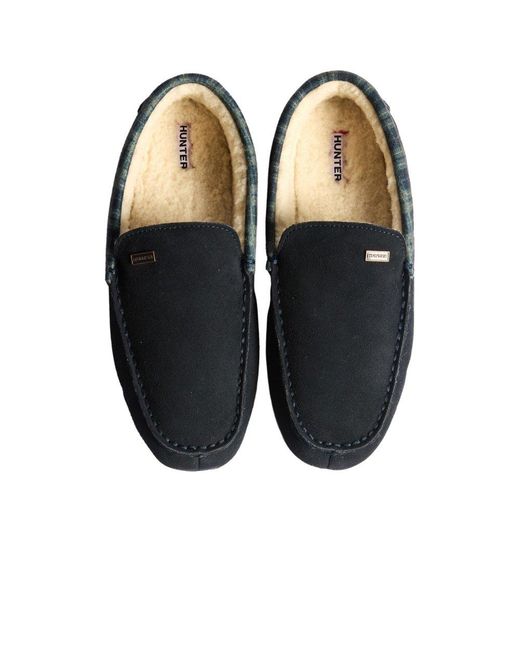 Hunter Blue Moccassin Slippers for men
