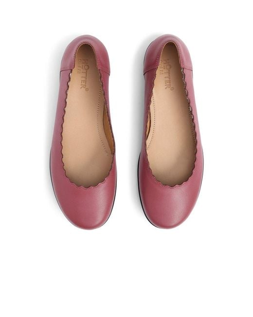 Hotter Red Eider Ballet Pumps