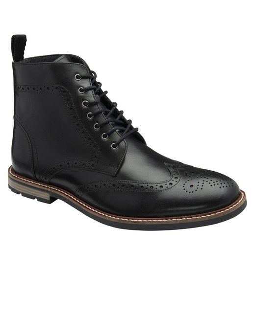 Frank Wright Black Corby Brogue Boots for men