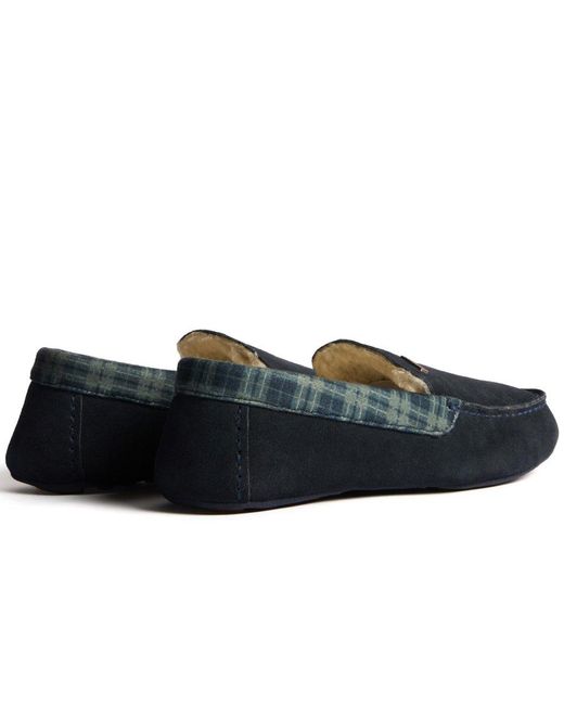Hunter Blue Moccassin Slippers for men