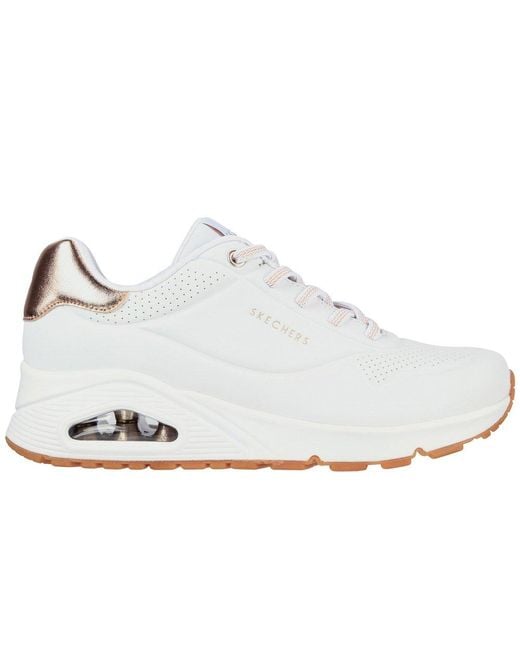 Skechers White Uno Shimmer Away Trainers