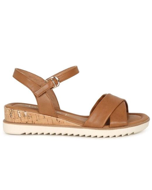 Tamaris Brown Carnation Low Wedge Sandals