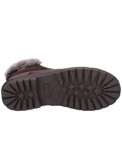 Cotswold Brown Faux Fur-Lined Lace-Up Ankle Boots