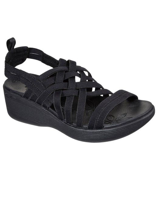 Skechers Black Pier-lite Wedge Sandals