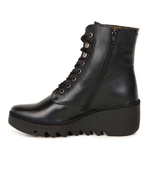 Fly London Black Birr Wedge Heel Boots