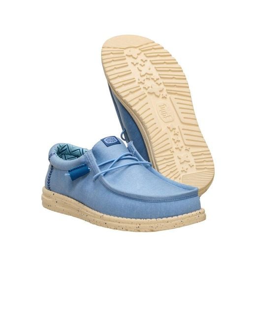 HeyDude Blue Wally Stretch Canvas Shoes for men