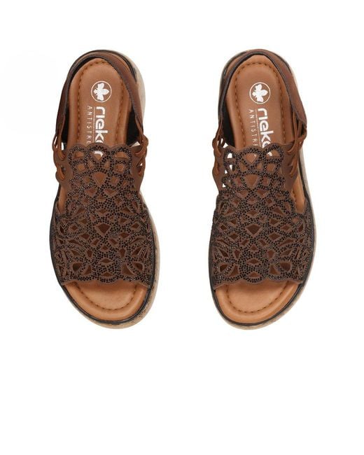 Rieker Brown Venezuela Wedge Heel Sandals