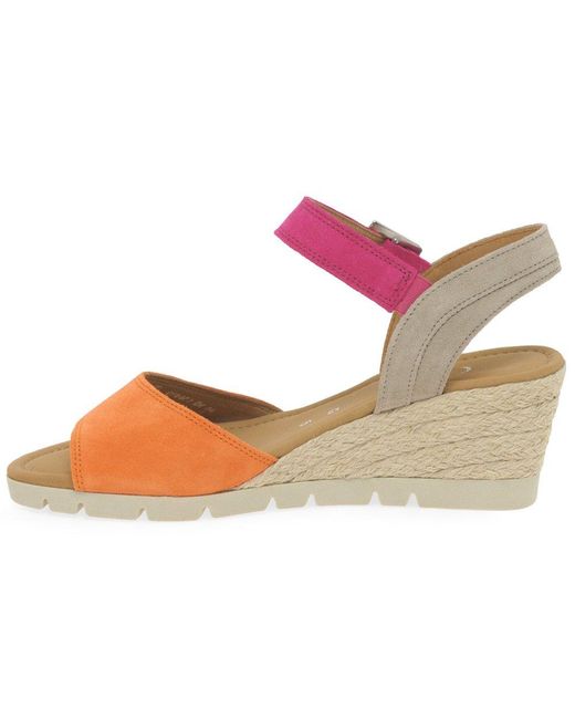 Gabor Pink Nieve Wedge Heel Sandals