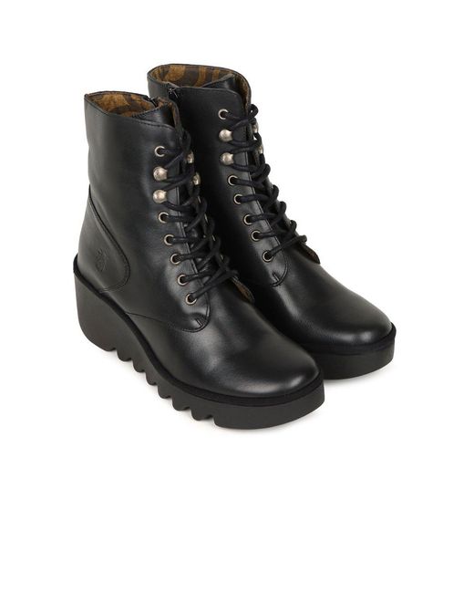 Fly London Black Birr Wedge Heel Boots