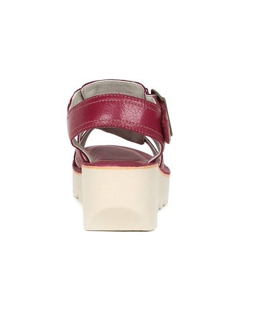 Fly London Purple Yudd Wedge Heel Sandals