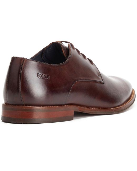 Base London Brown Marley Plain Toe Derby Shoes for men