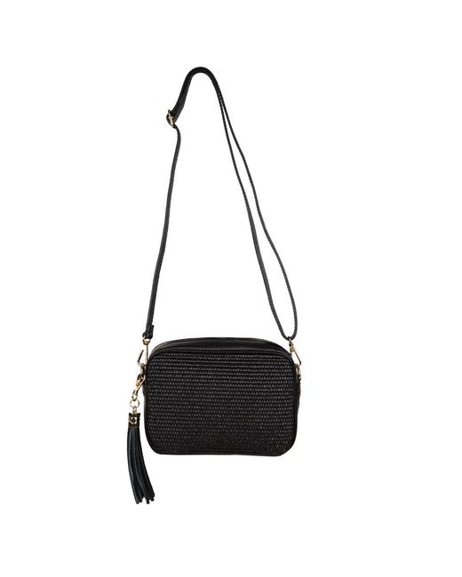 Elie Beaumont Black Raffia Crossbody Handbag