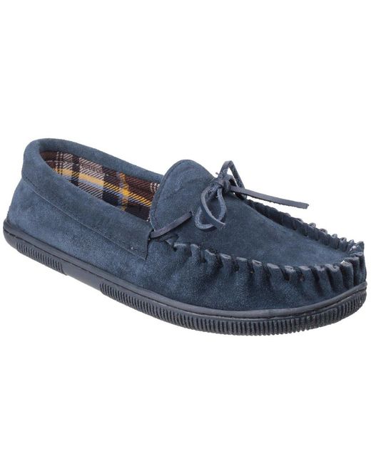 Cotswold Blue Alberta Moccasin Slippers for men