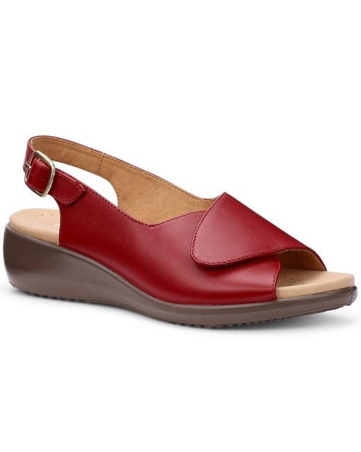 Hotter Red Olivia Peep Toe Low Wedges