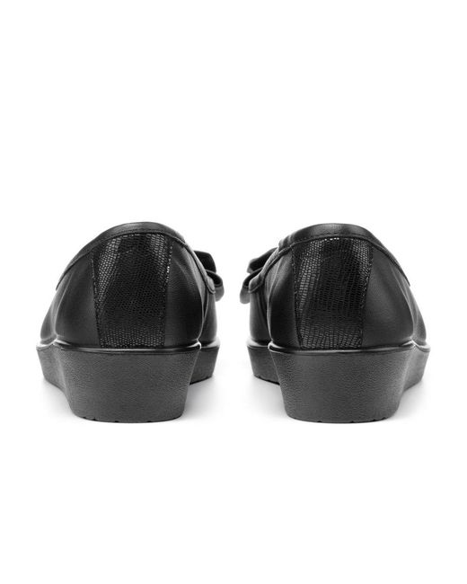 Hotter Black Jade Low Wedge Pumps