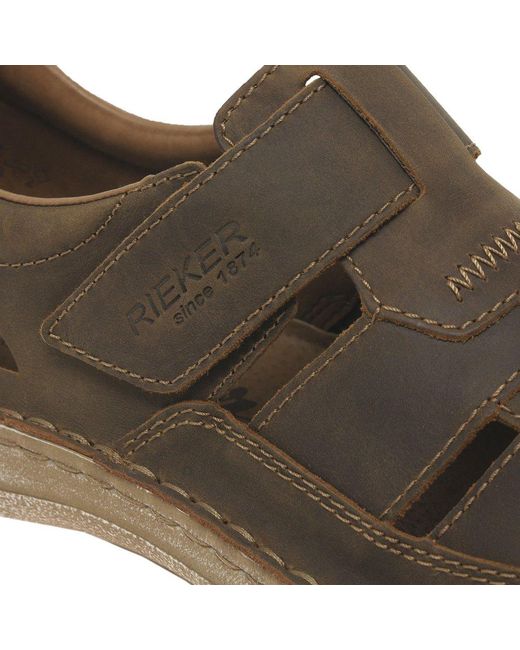 Rieker Brown Flight Riptape Sandals for men