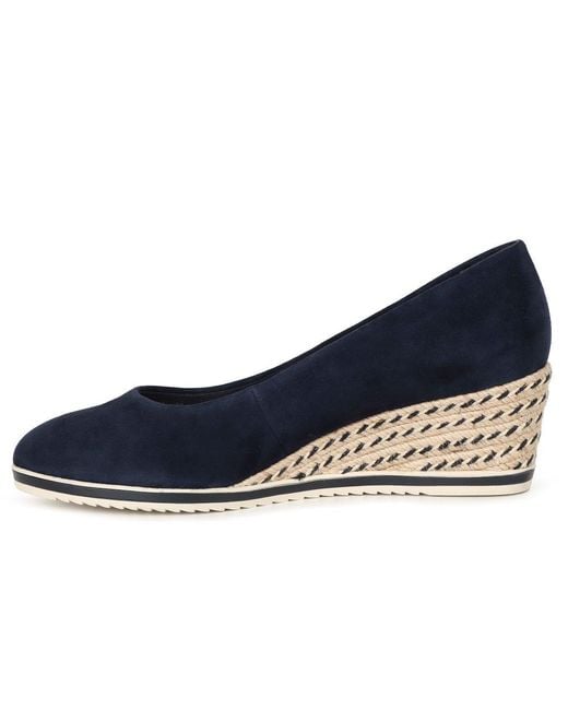 Tamaris Blue Peony Wedge Espadrilles