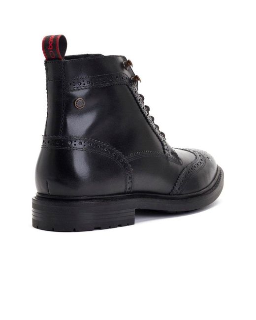Base London Black Dealer Brogue Boots for men