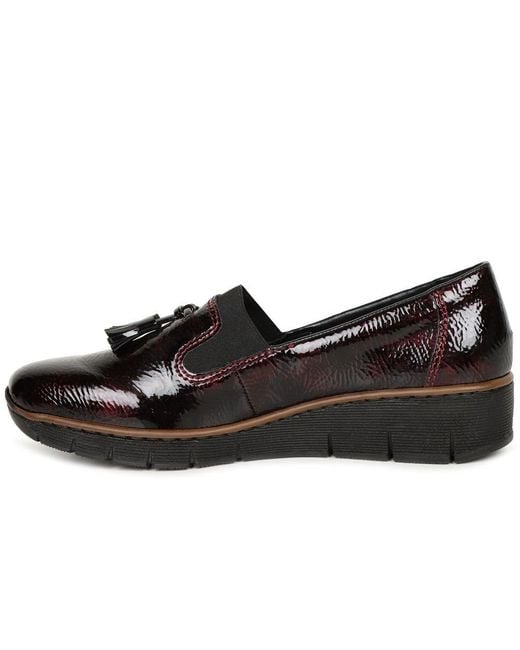 Rieker Black Gleam Tassel Loafers