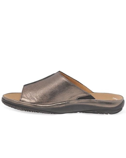Gabor Brown Idol Leather Wide Fit Mules