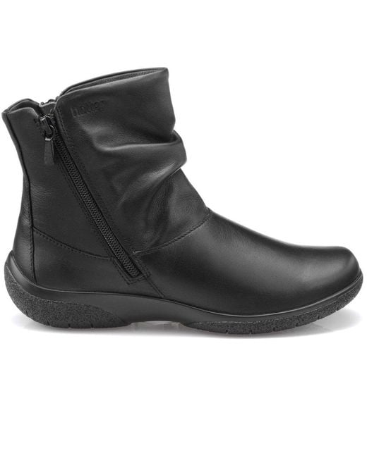 Hotter Black Whisper Leather Wide Fit Ankle Boots