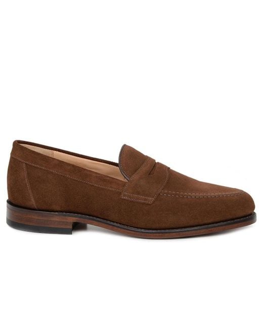 Loake Brown Imperial Suede Penny Loafers for men