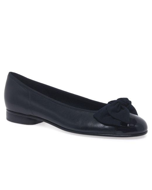 Gabor Leather Amy Bow Trim Ballerina 