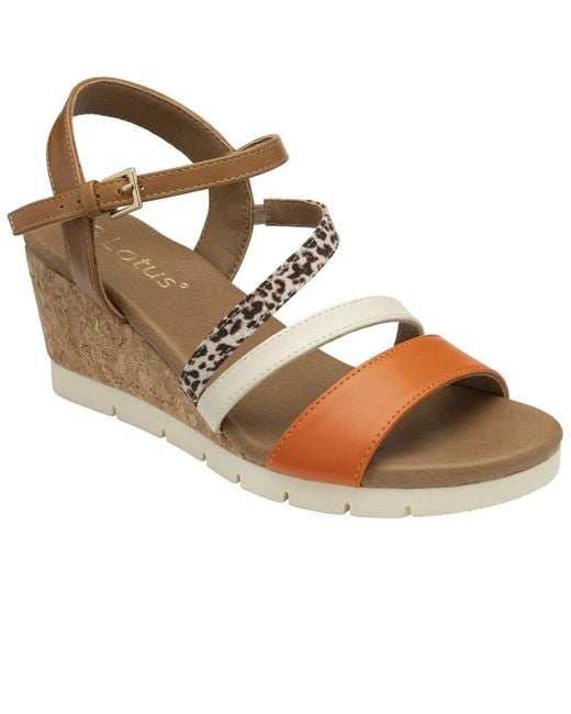 Lotus Metallic Kitty Wedge Sandals