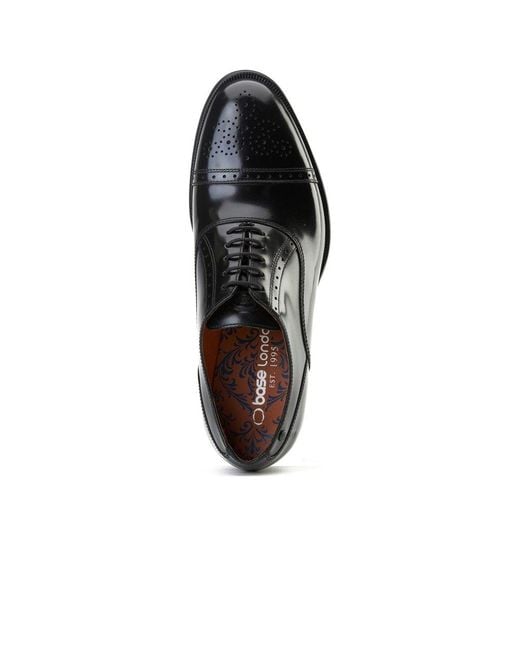 Base London Black Franklin Toe Cap Oxford Shoes for men