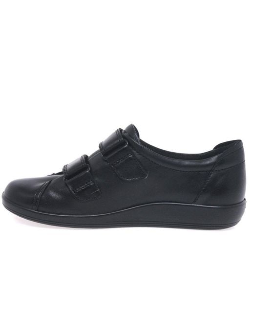 Ecco Black Soft 2 Strap Casual Trainers