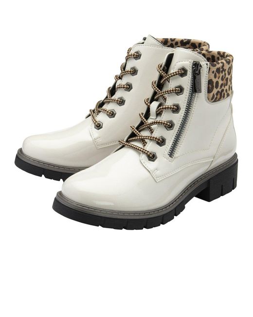 Lotus White Charleston Ankle Boots