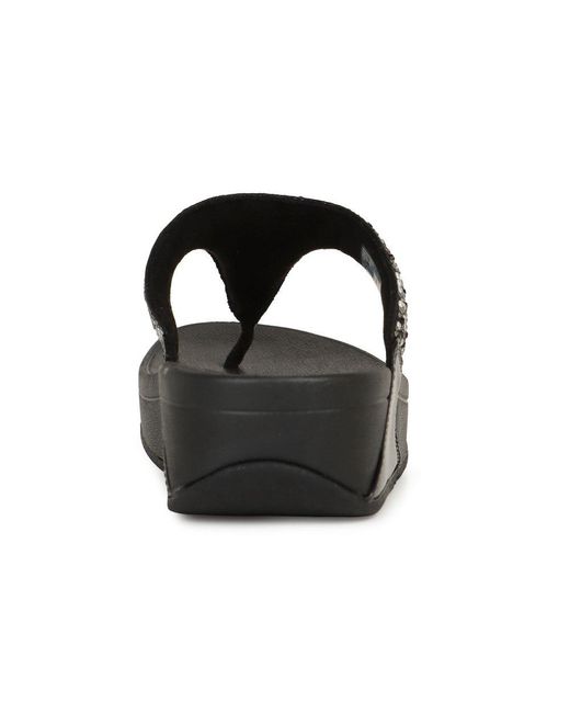 Fitflop Black Lulu Crystal Mix Toe Post Sandals