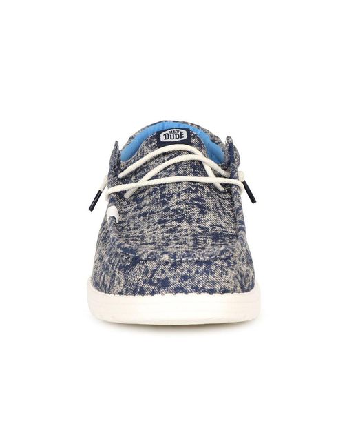 HeyDude Blue Wally Surf Wash Canvas Shoes for men