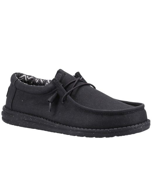 Hey Dude Black Wally Canvas Shoes Size: 7, for men
